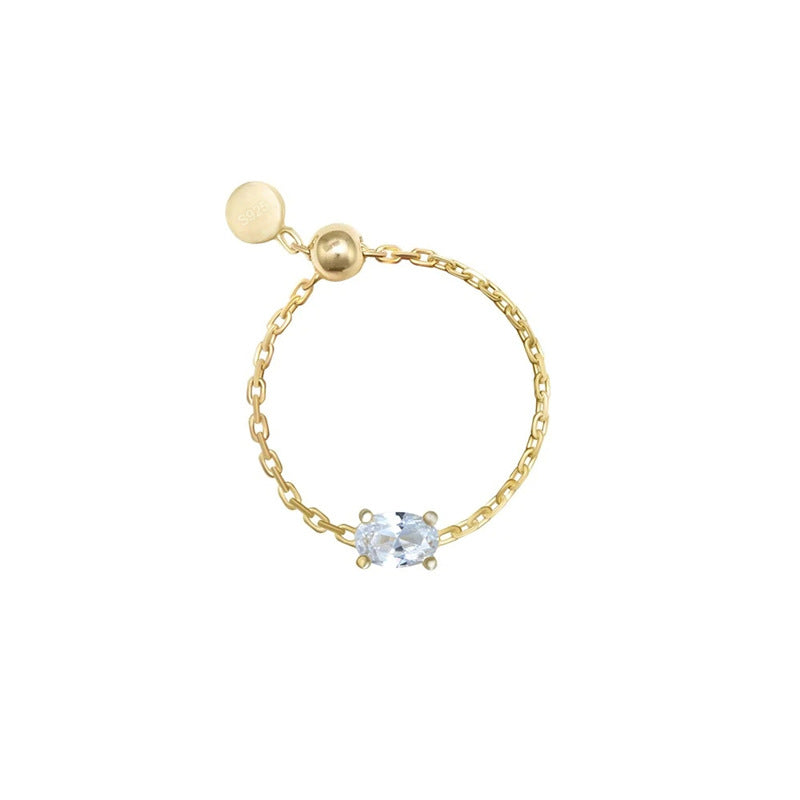 Elegant Sterling Silver Cubic Zirconia Solitaire Ring – Adjustable Open-End Sparkle for the Fashion-Forward Woman