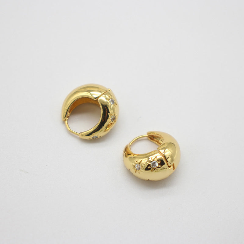 Trendy Gold-Plated Hoop Earrings Chic Versatile Fashion Accessory Elegant Embossed Design for Daily Wear Special Occasions Stylish Statement Jewelry with High-Shine Finish