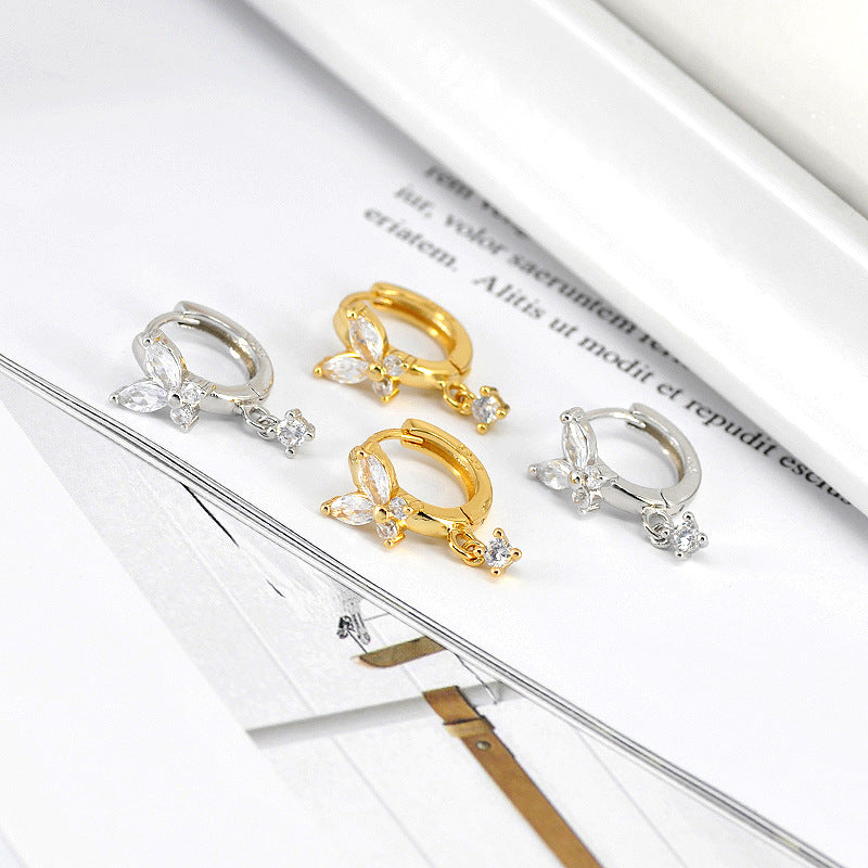 Vibrant Multicolored Zirconia Butterfly Hoop Earrings