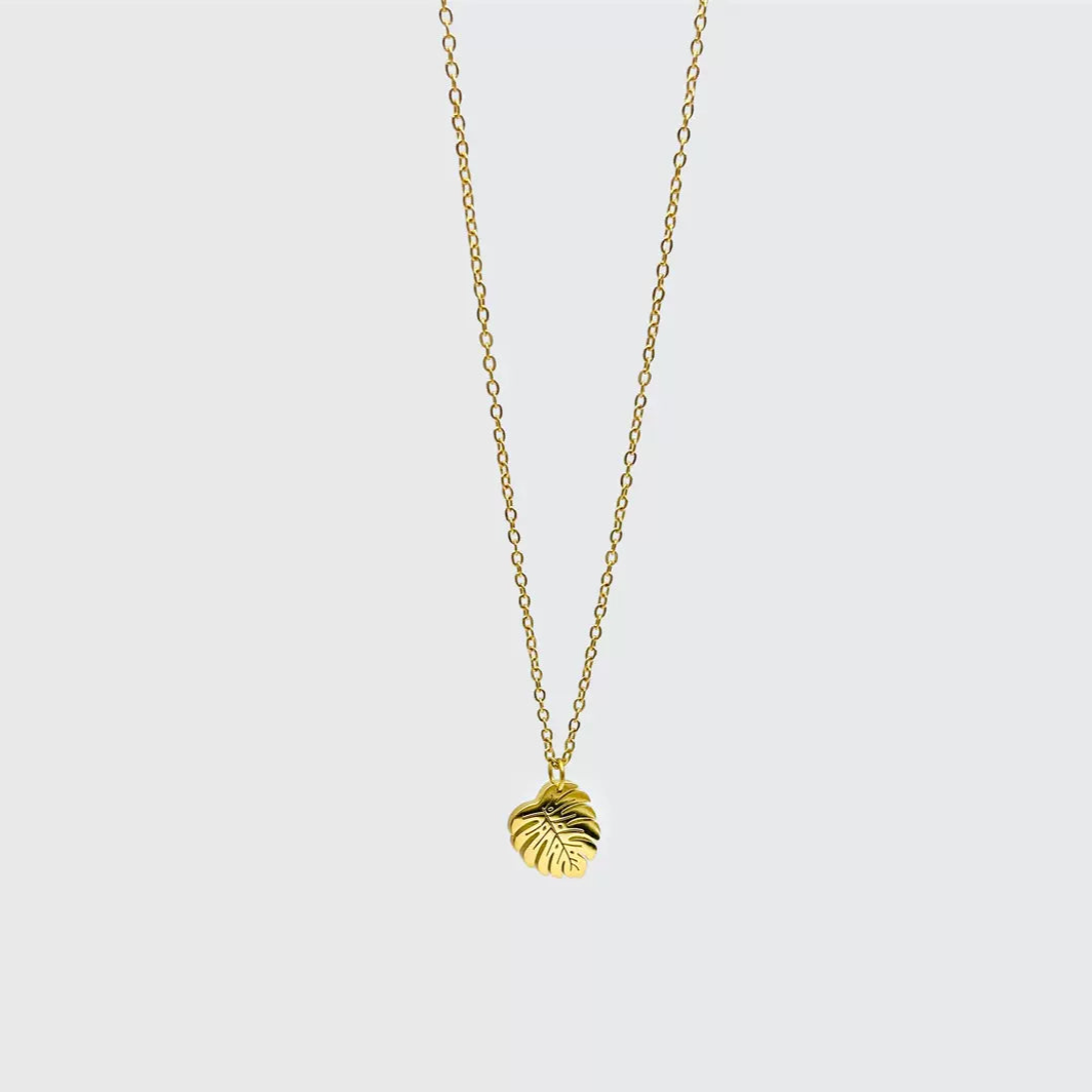Layering Clavicle Chain, Tropical Rainforest Palm Leaf Greenery Minimalist Leaf Necklace - Fade-Resistant Stainless Steel