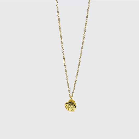 Layering Clavicle Chain, Tropical Rainforest Palm Leaf Greenery Minimalist Leaf Necklace - Fade-Resistant Stainless Steel