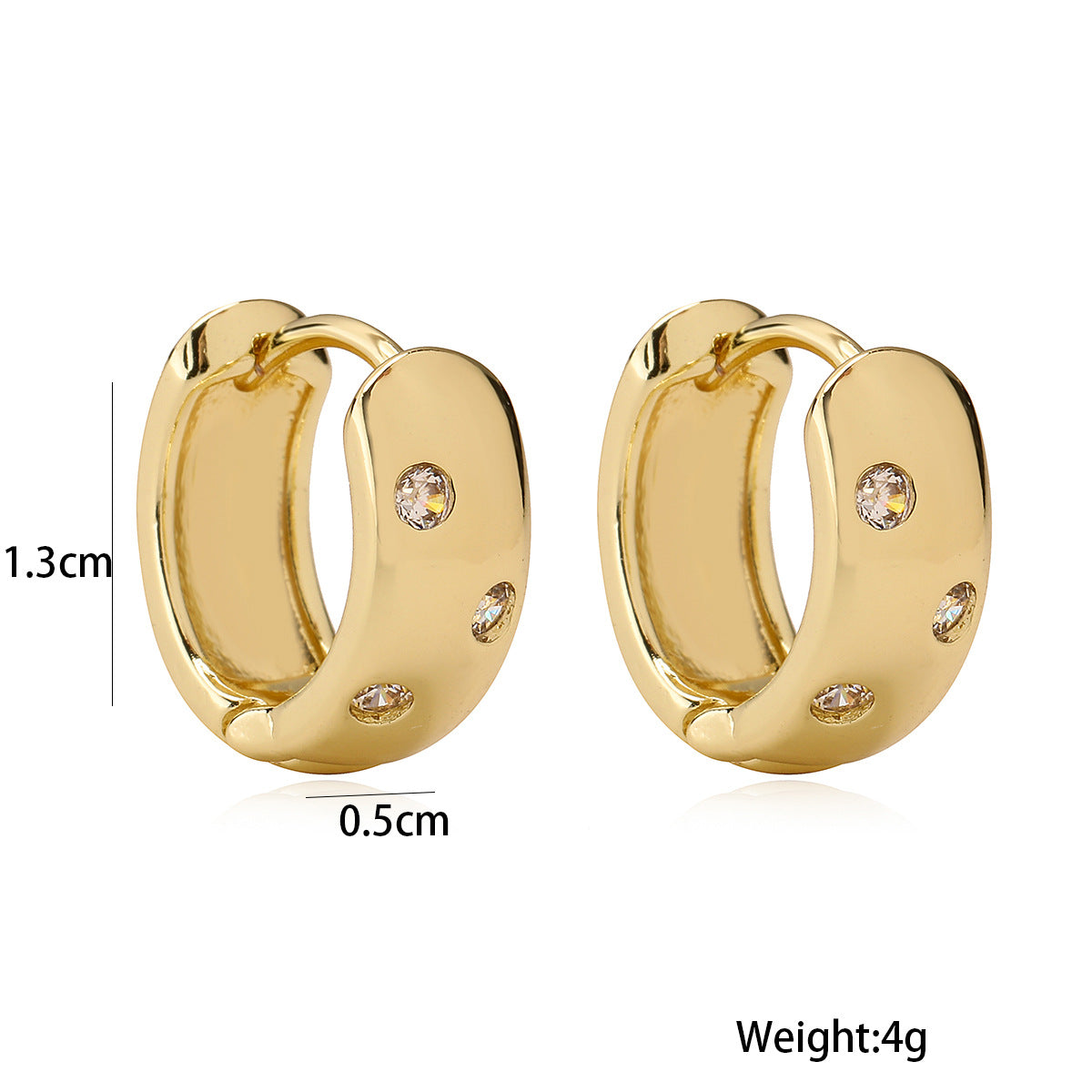 Eco-Luxe Gold-Plated Copper Mini Hoop Earrings Pair with Zircon Accents