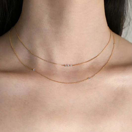 Diamond Necklace for Women, High-End Gold Color Clavicle Chain,Collarbone chain, Sweater chain