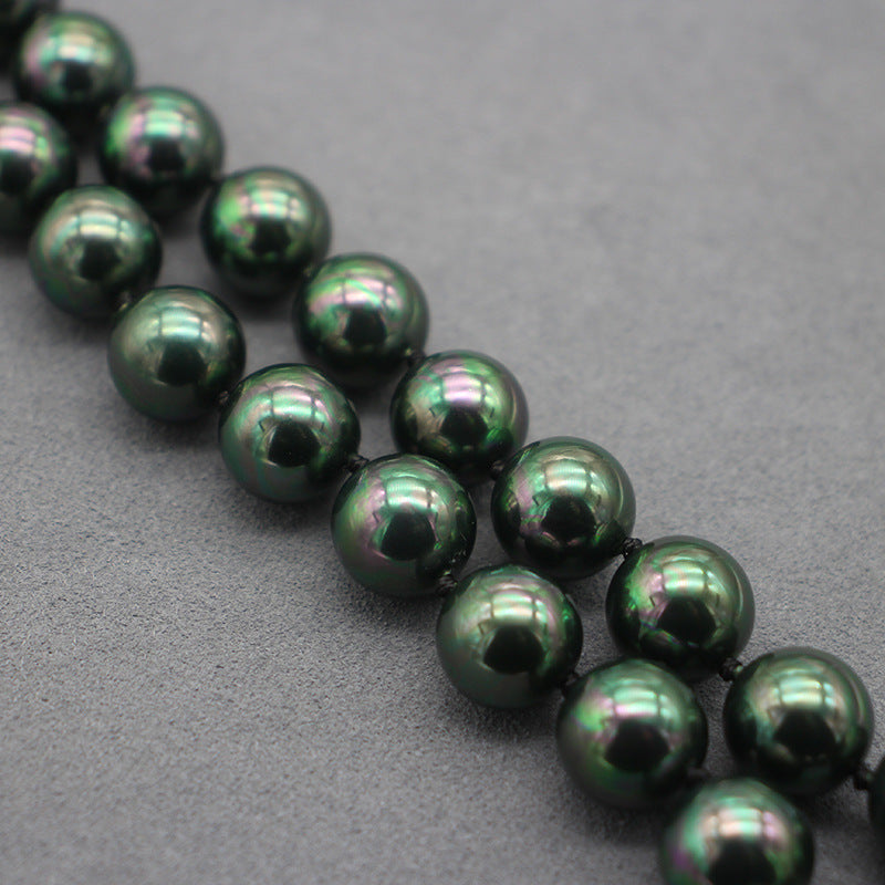 Classic Green 10MM Pearl Necklace and Earrings Set - Timeless Elegance for Special Occasions, Sophisticated Jewelry Gift for Her, Perfect for Evening Galas & Celebrations