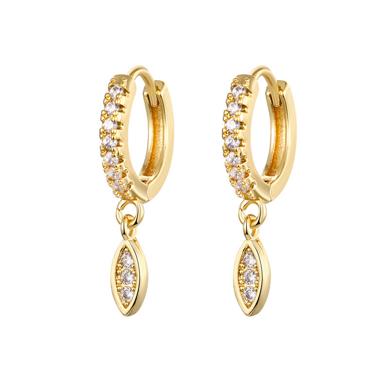 Elegant Zirconia Diamond-Like Charm Hoop Earrings