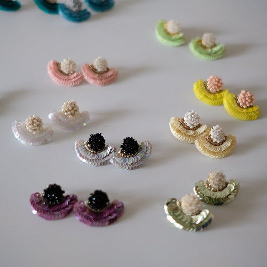 Wire-Wrapped Beaded Embroidery Earrings, Handcrafted Metal Thread Dangle