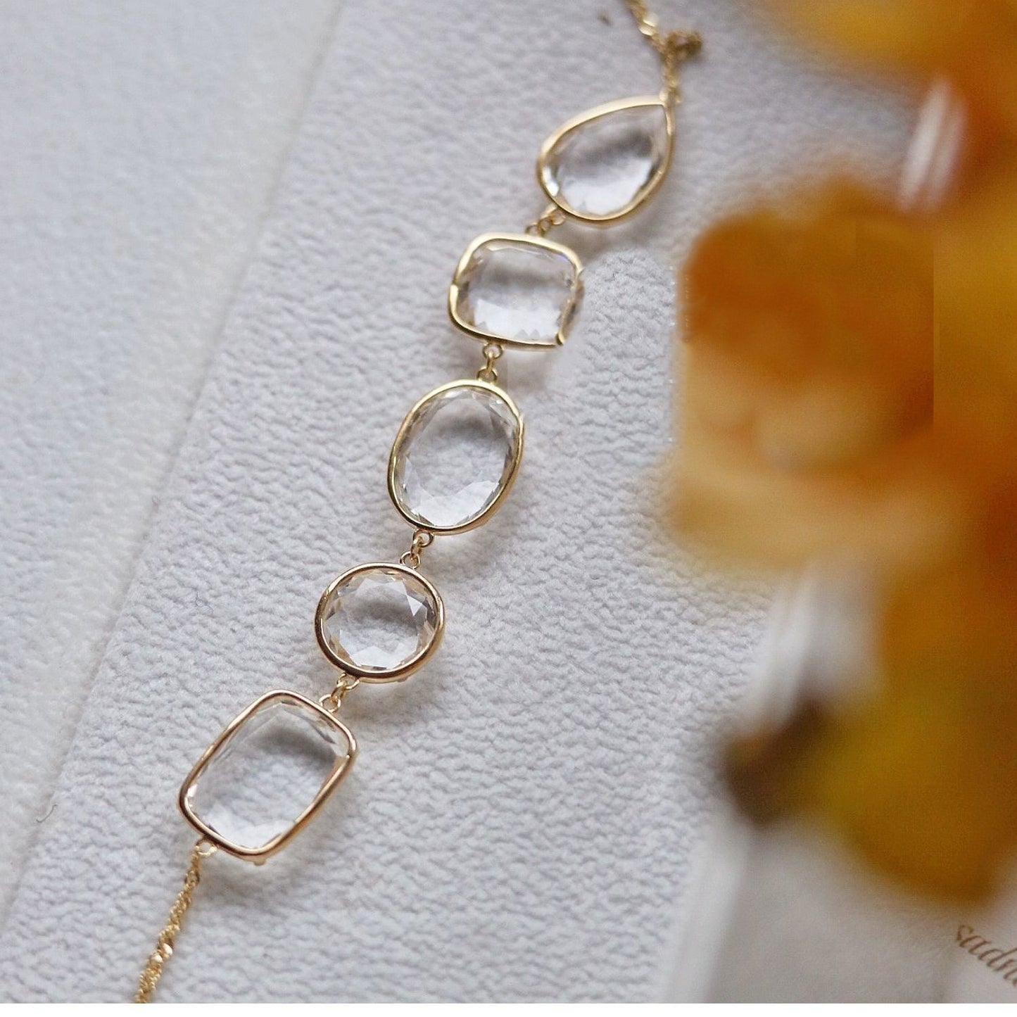 White or Colorful Crystal Bracelet, Premium Edition, Two-Tone Style