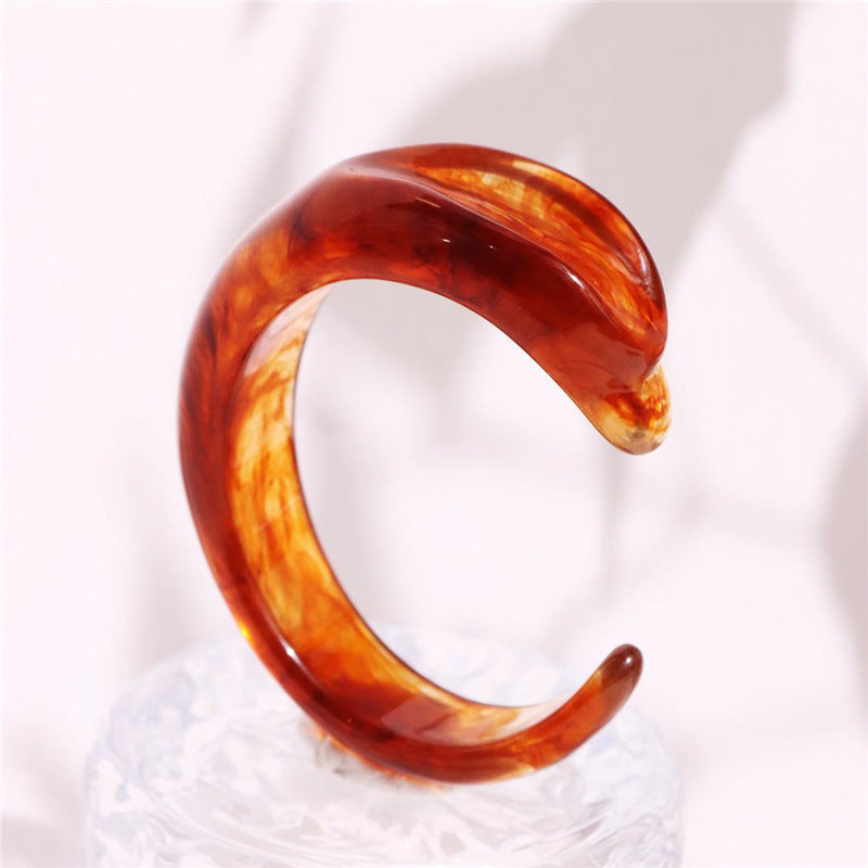 Open Circle Resin Bangle, Irregular Geometric Transparent Resin Bracelet