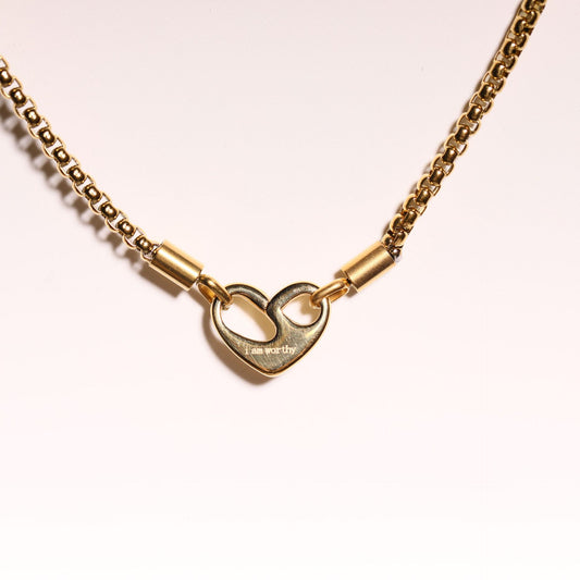 Stainless Steel Mama Heart Necklace,Engraved Heart Pendant,Double-Sided Love Pendant, 18K Gold-Plated, Adjustable 41-50cm Chain