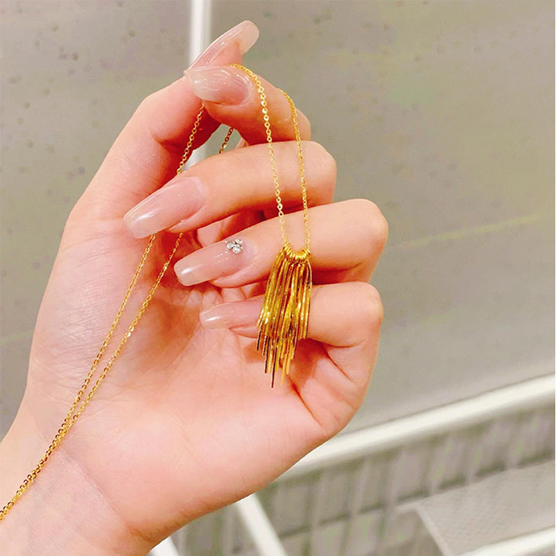 Gold Tassel Necklace, Premium Luxe Feel, Versatile Chic Collar Chain, Exclusive Design for Women
