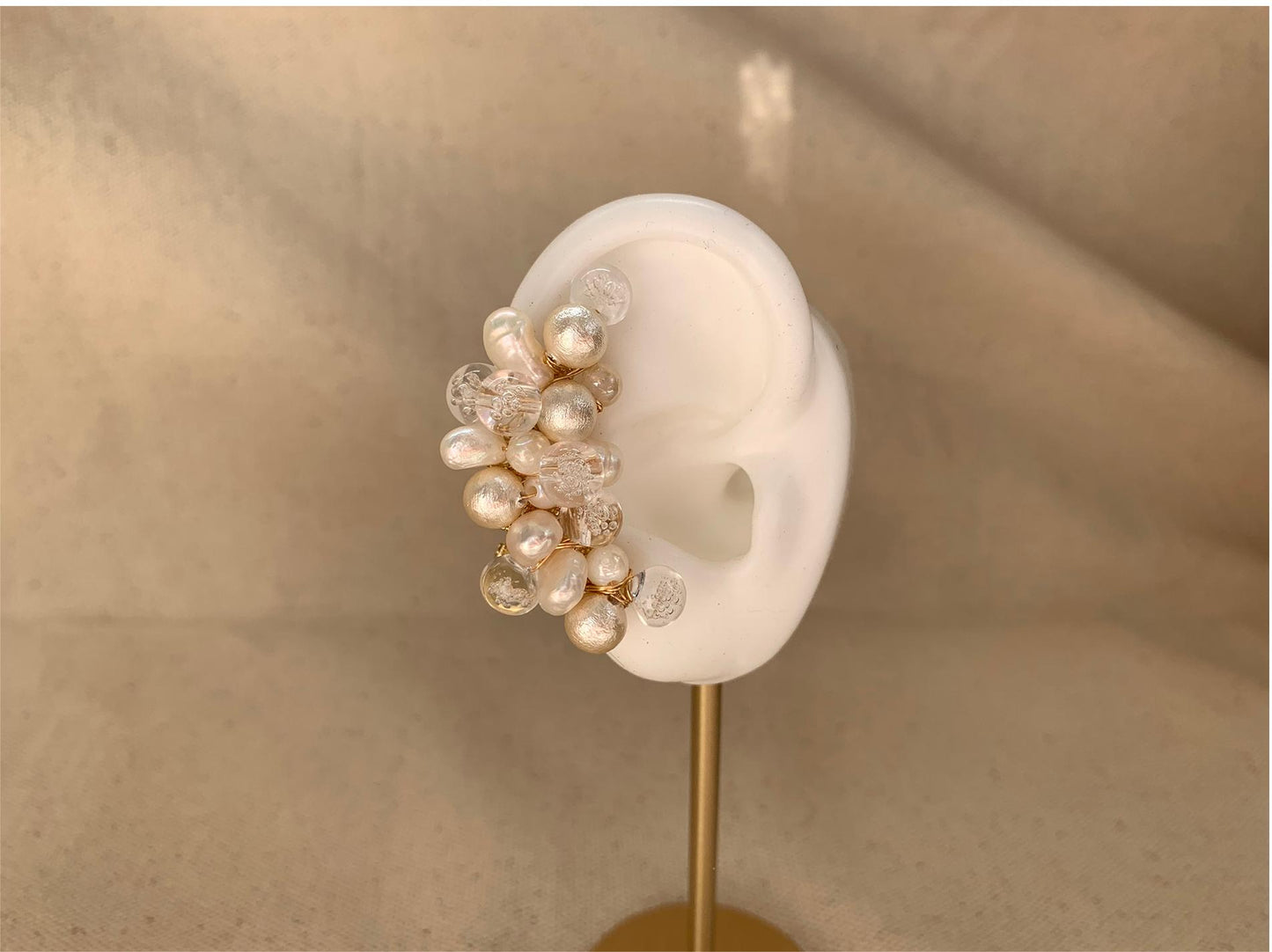 Vintage Bubble Resin Bead & Freshwater Pearl Cuff Bracelet with Hair Comb