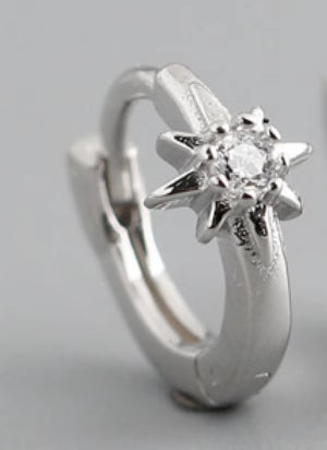 Luxurious Star Stud Earrings, Full Diamond Paved, Ear Cuff, 925 Sterling Silver, Single Piece
