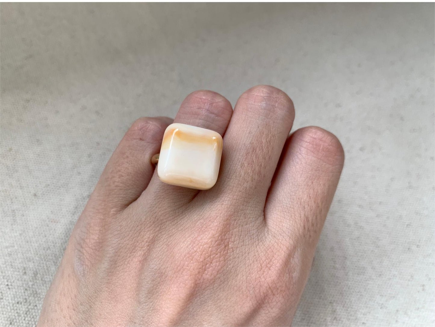 Adorable Multi-Color Resin Block Adjustable Ring, 18K Gold Plated, Playful Accessory for Women