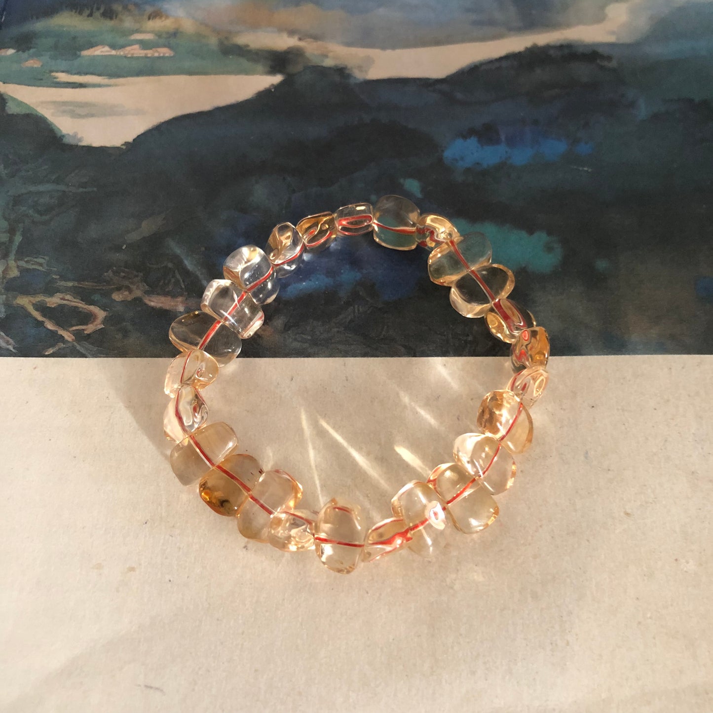 Natural Amethyst and Citrine Bead Bracelet, Raw Quartz Single Coil, Large Beads, One Size 16cm Wrist