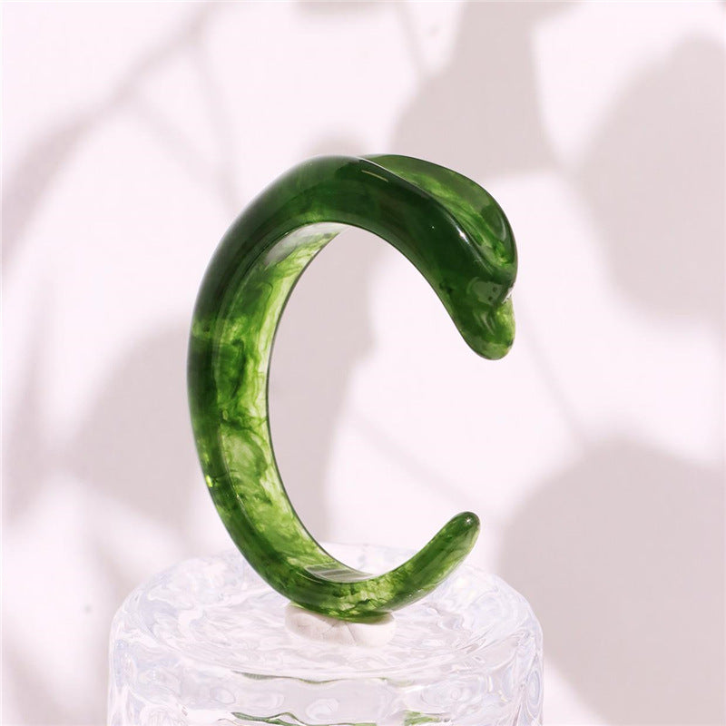 Open Circle Resin Bangle, Irregular Geometric Transparent Resin Bracelet