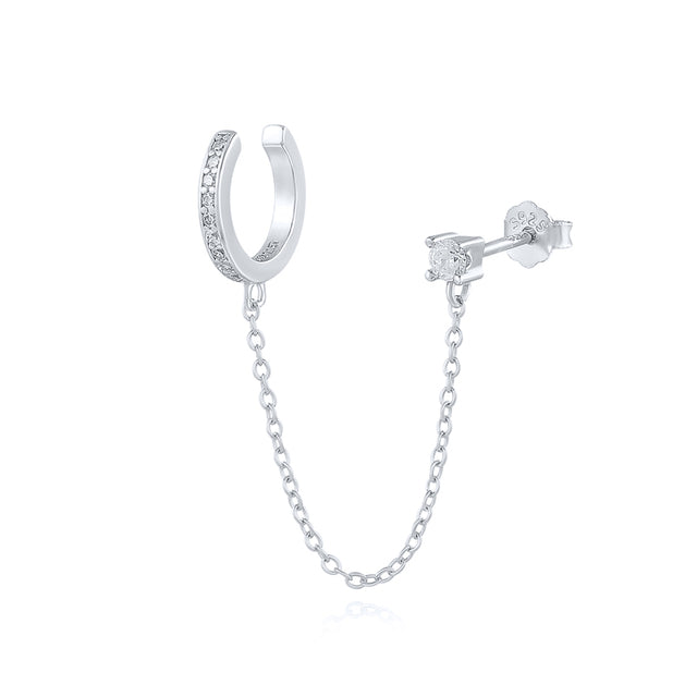 Gothic Punk Handcuff Chain Earrings, Real 925 Silver, Gold & Silver Colors