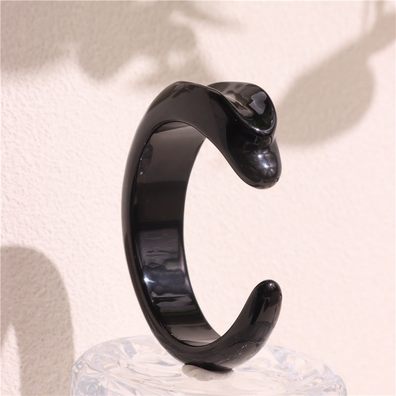 Open Circle Resin Bangle, Irregular Geometric Transparent Resin Bracelet