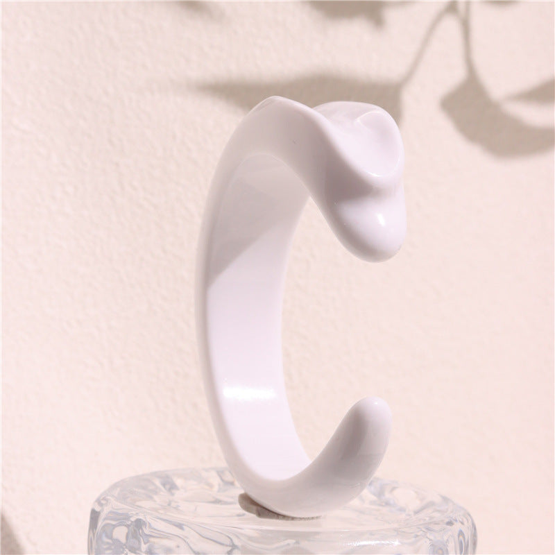 Open Circle Resin Bangle, Irregular Geometric Transparent Resin Bracelet