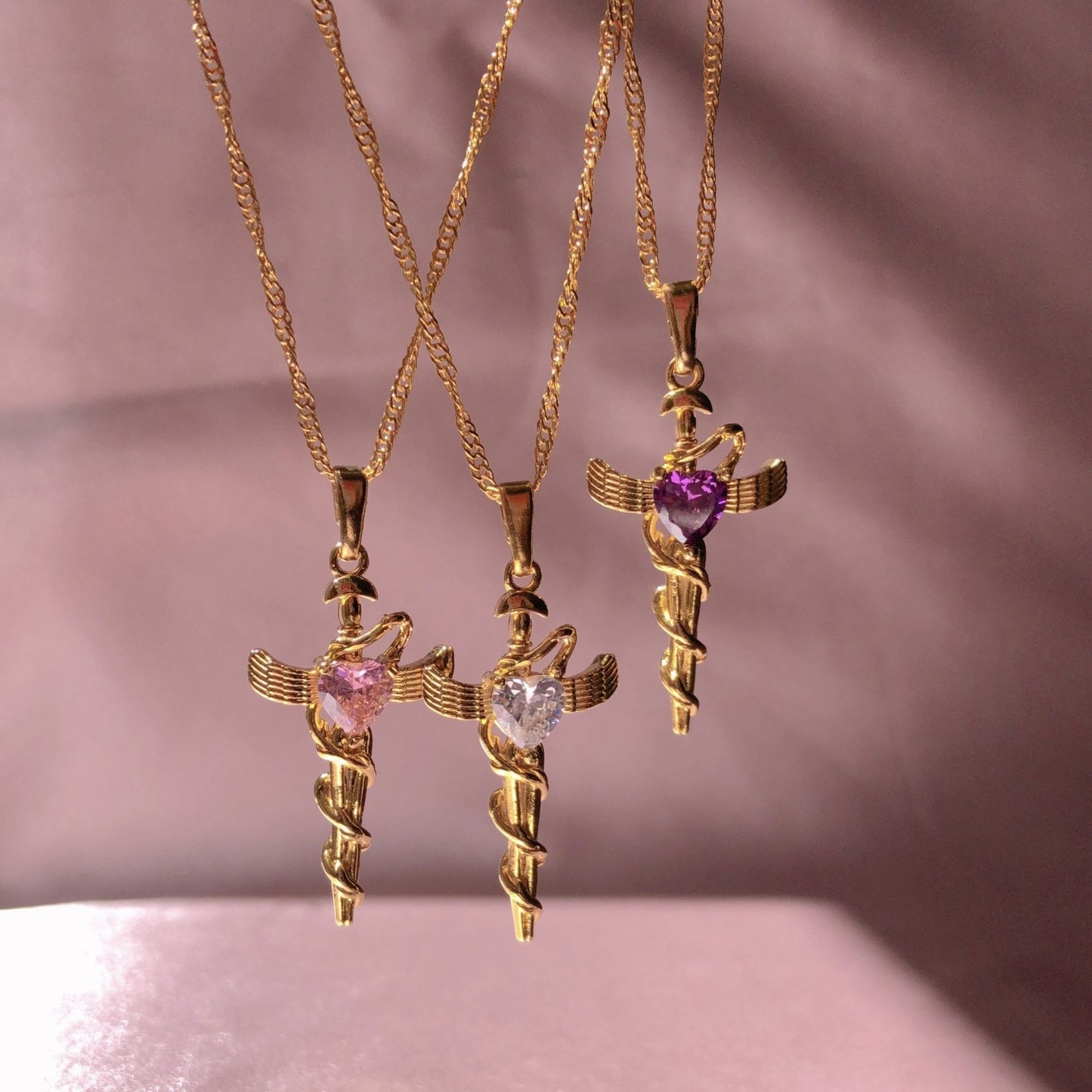 Serpent Design Zirconia Pendant Necklace