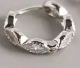 French Style Cross Earrings, Crystal Cross Ear Cuff, Silver & Man-Made Crystal, Hypoallergenic