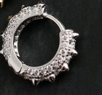 Punk Girl Stud Earrings, Sterling Silver Single Ear Cuff, Trendy Crystal Ear Circle