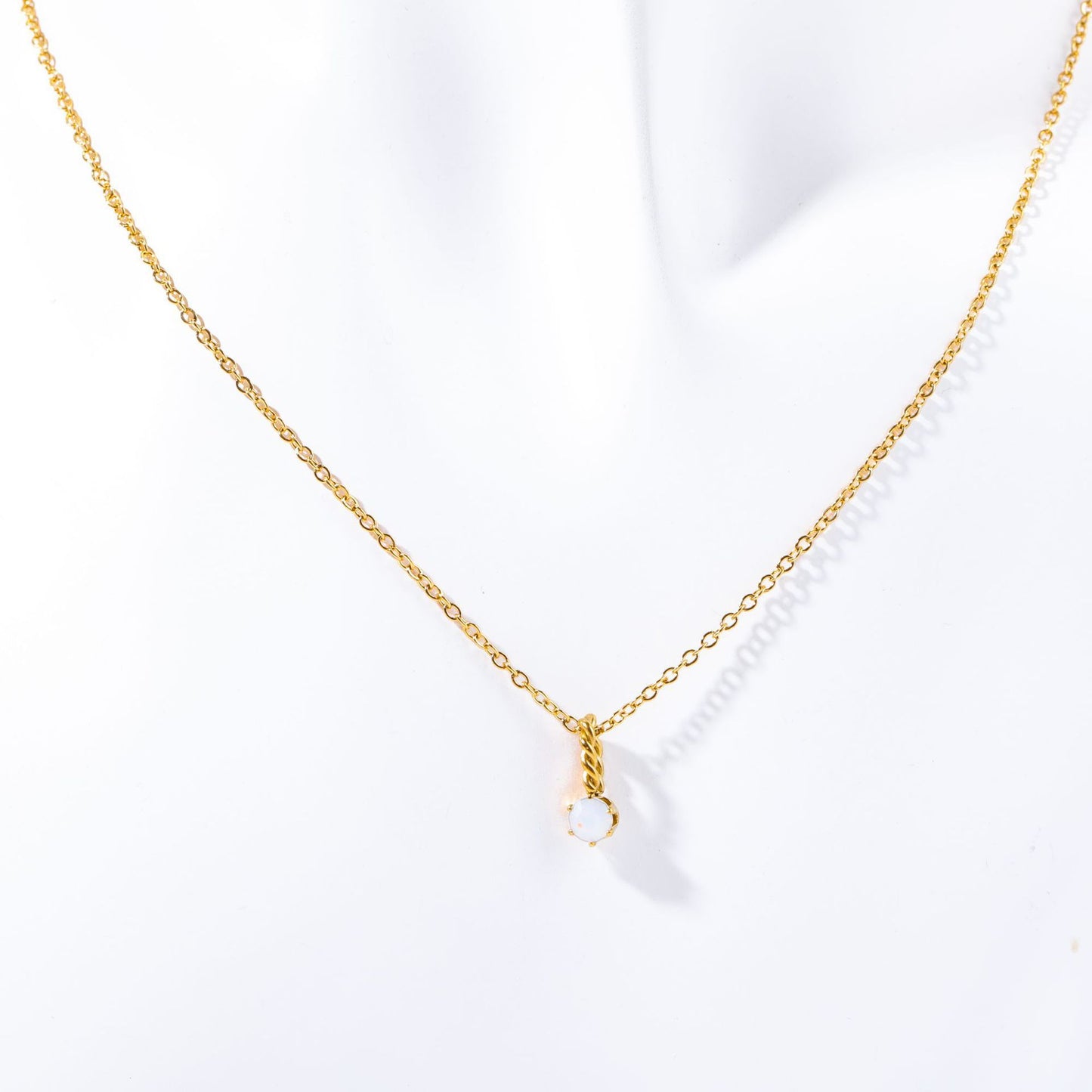 Zodiac Birthstone Necklace, Round Pendant with Colored Zirconia, Copper and Zirconia, 14k Gold Plated