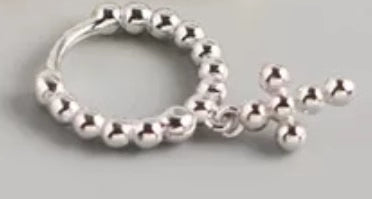 French Style Cross Earrings, Crystal Cross Ear Cuff, Silver & Man-Made Crystal, Hypoallergenic