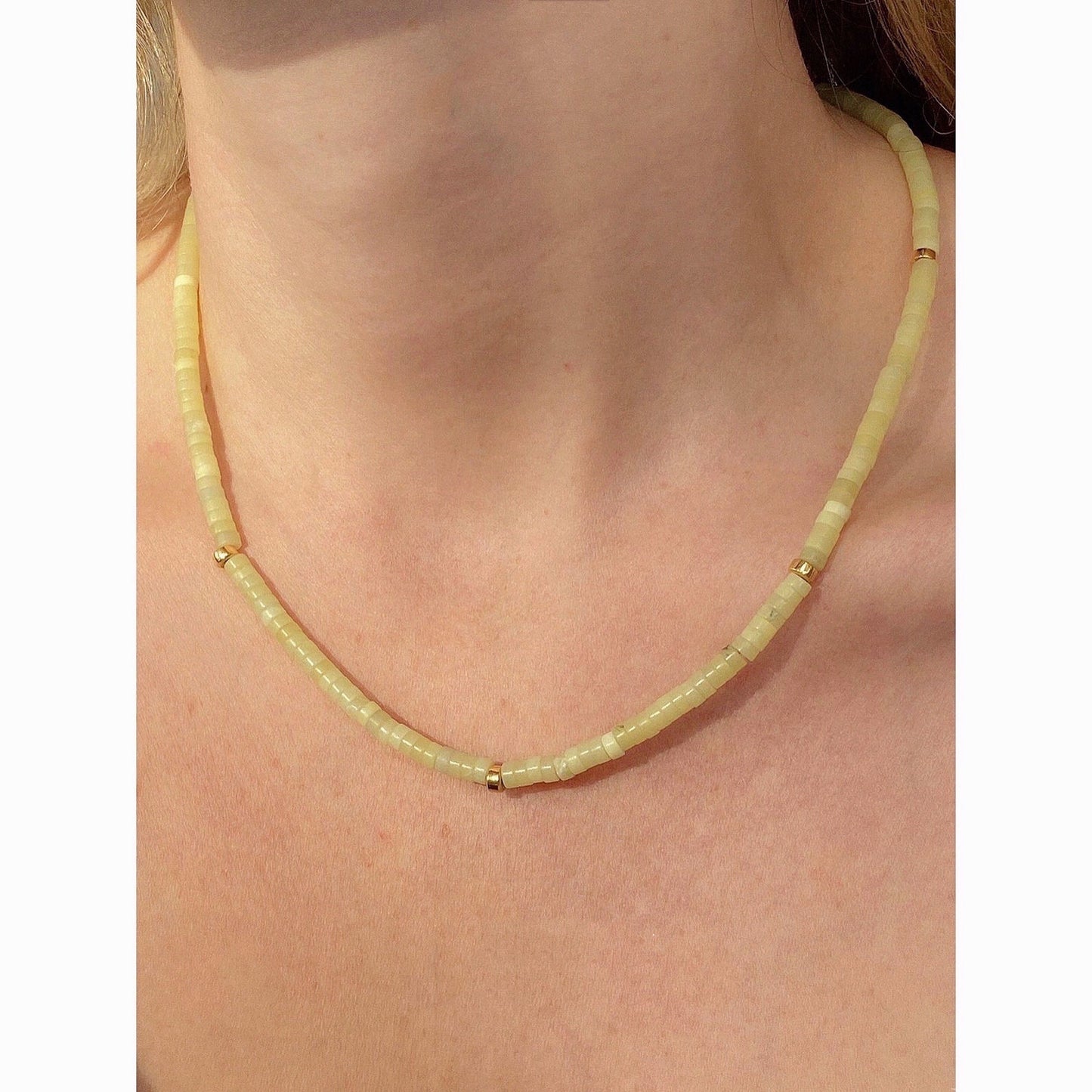 Multicolor Bead Moonstone Pattern Green Stackable Necklace