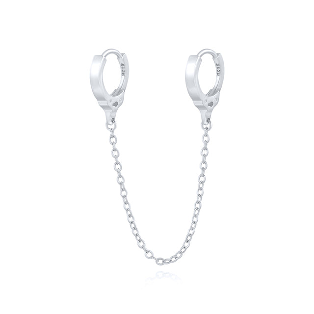 Gothic Punk Handcuff Chain Earrings, Real 925 Silver, Gold & Silver Colors