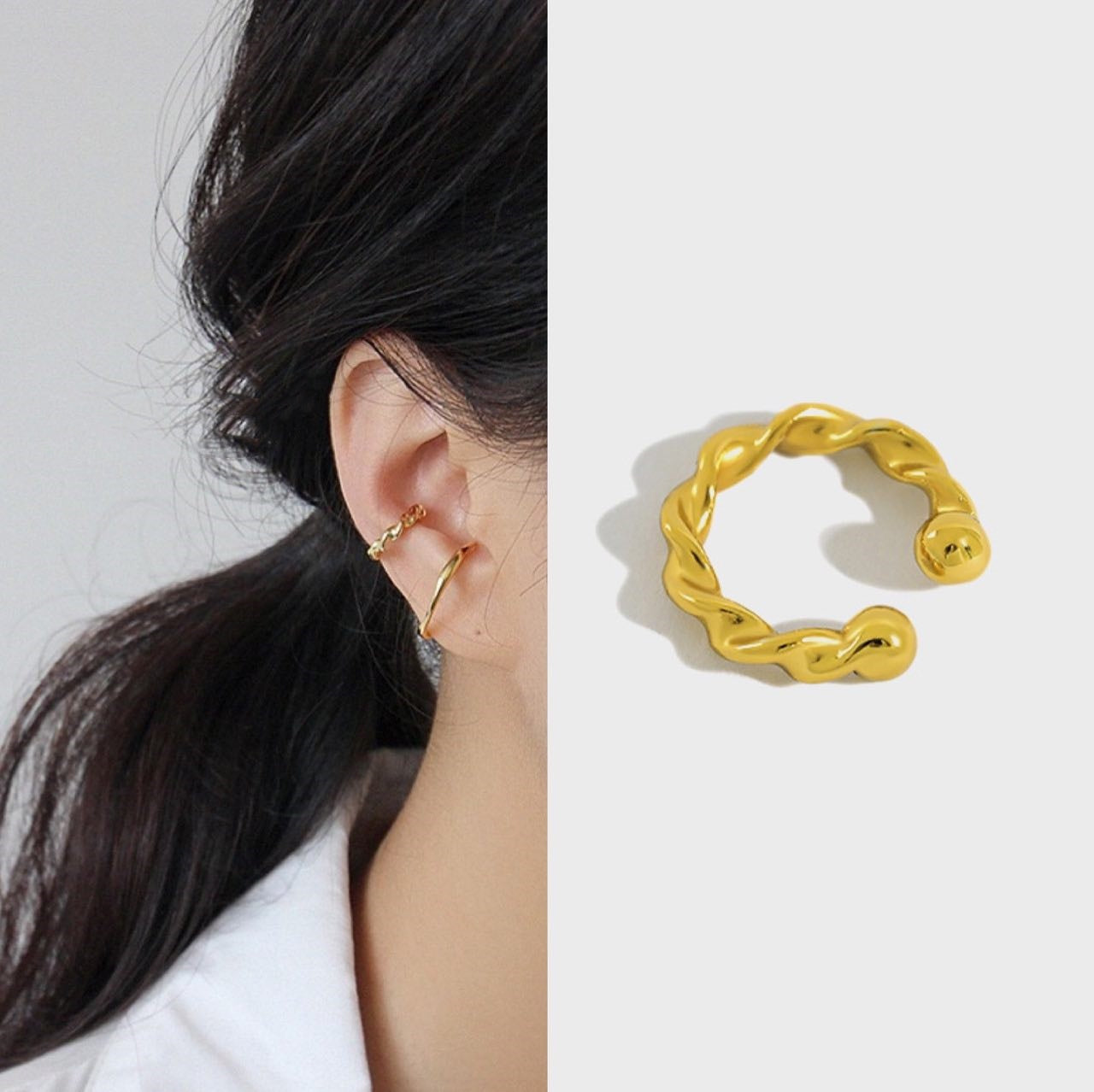 925 Sterling Silver Ear Cuff, Minimalist Cold Style, Elegant No-Piercing Ear Clip