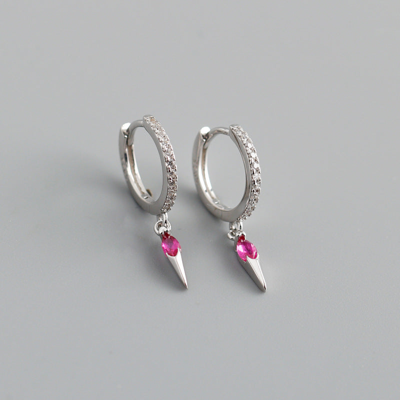 Elegant s925 Sterling Silver Hoop Earrings with Marquise Gemstones & Diamond Accents