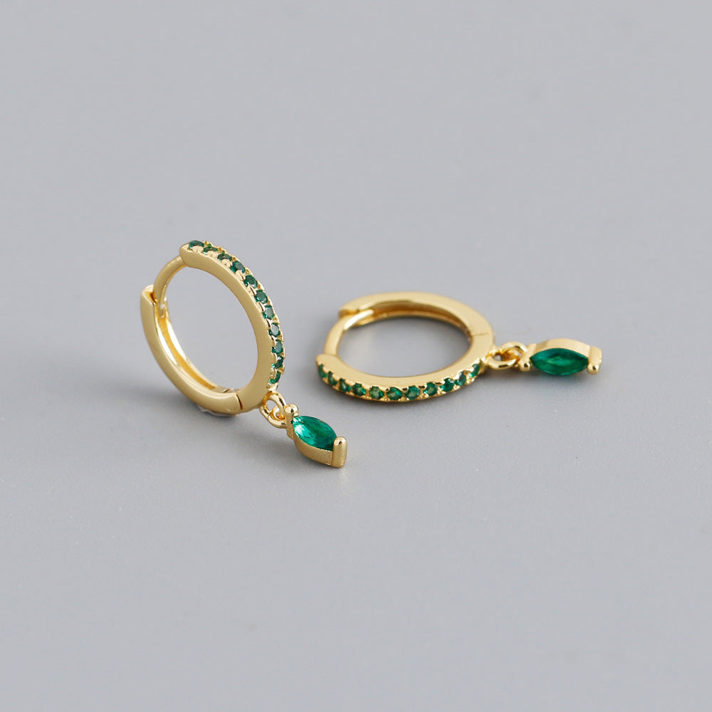 Elegant Multicolor Marquise Gemstone S925 Sterling Silver Hoop Earrings