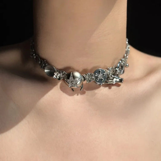 Vintage Punk Titanium Steel Handmade Necklace Choker Metal Necklace Jewelry for Women