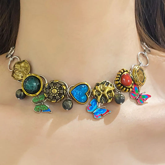 Vintage Butterfly Choker Necklace for Women Charm Aesthetic Jewellery for Women and Girls