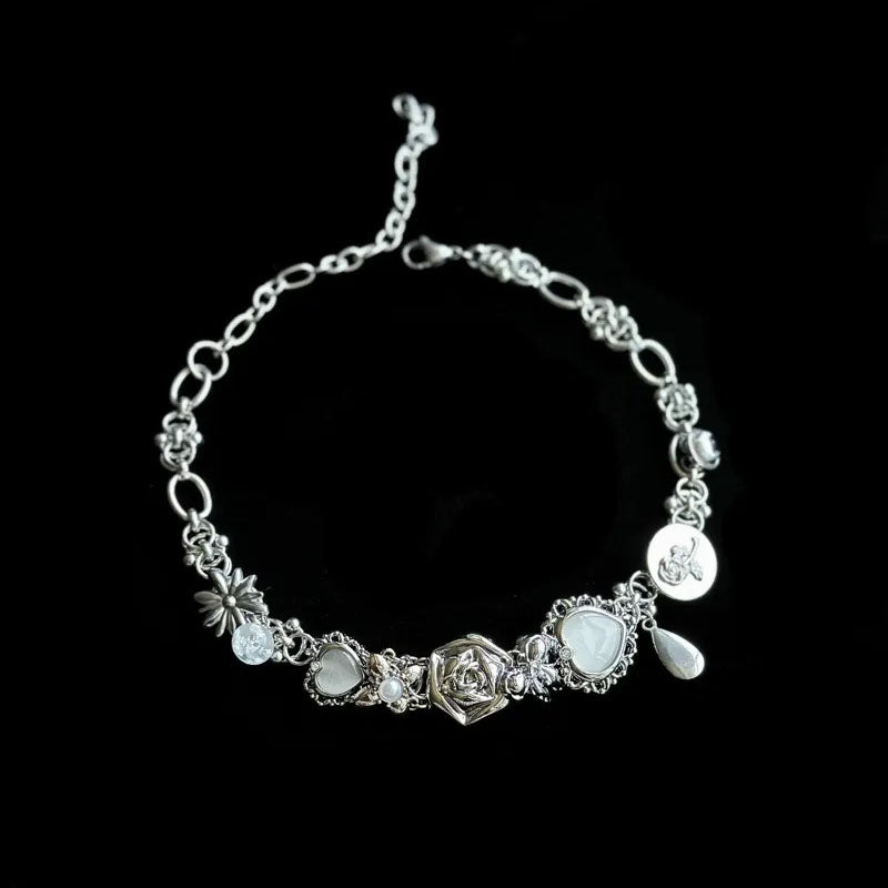 Vintage Metal Titanium Steel Handmade Y2k Necklace Choker for Women and Girls