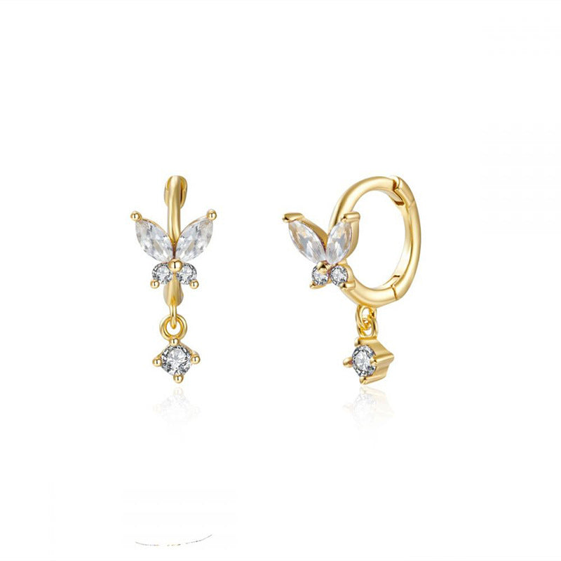Vibrant Multicolored Zirconia Butterfly Hoop Earrings