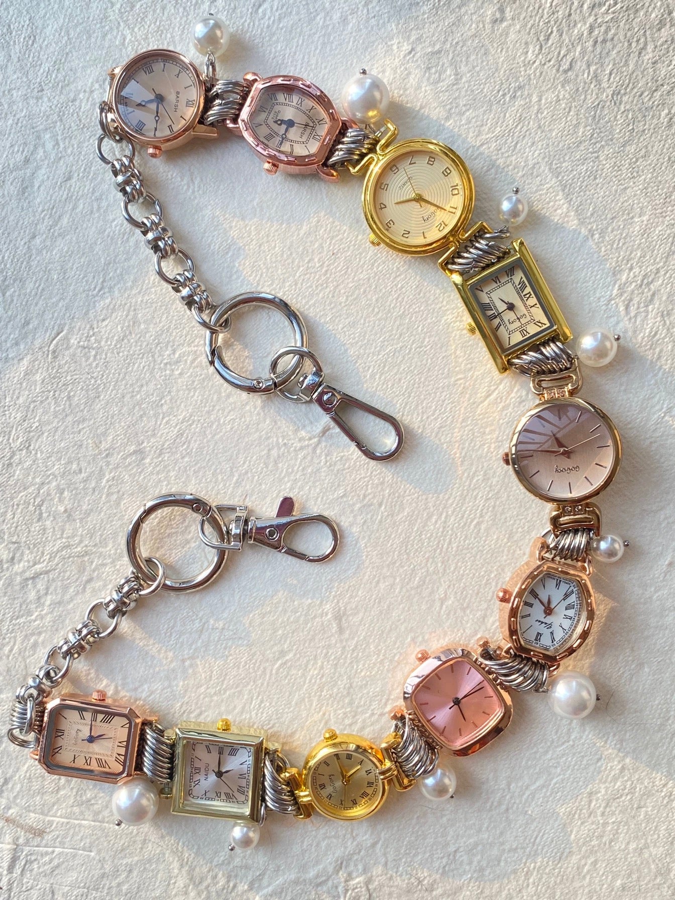 Vintage punk pearl watch bag chain