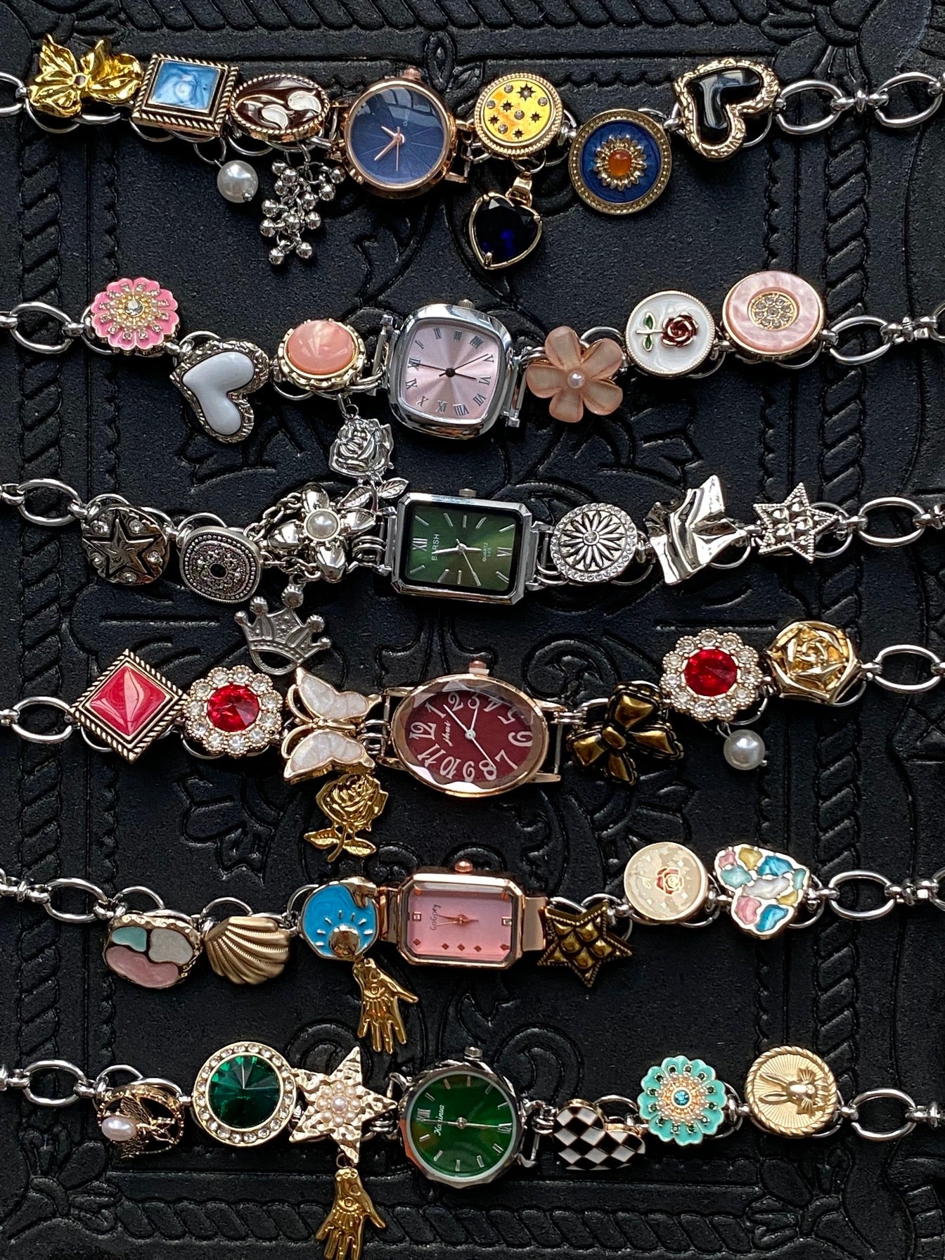 Vintage button watch choker necklace