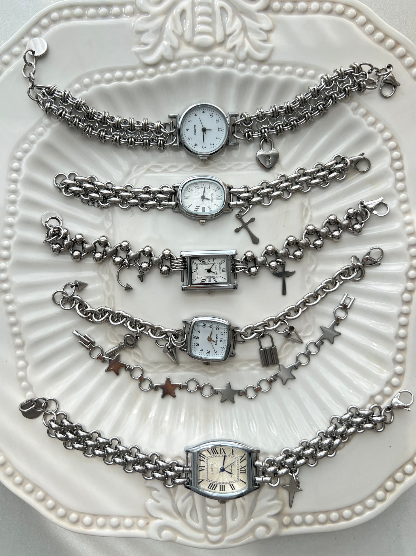 Minimalist silver wrist watch for women