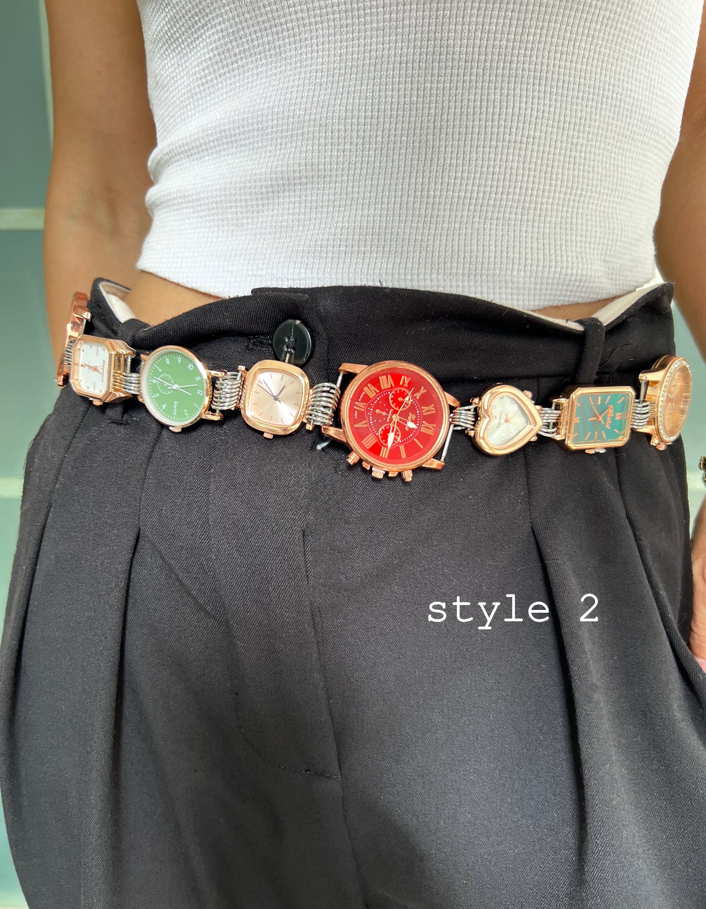 Vintage punk watch belt & watch bag chain, two ways of wearing