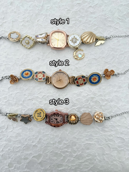 Vintage ocean theme woman wrist watch