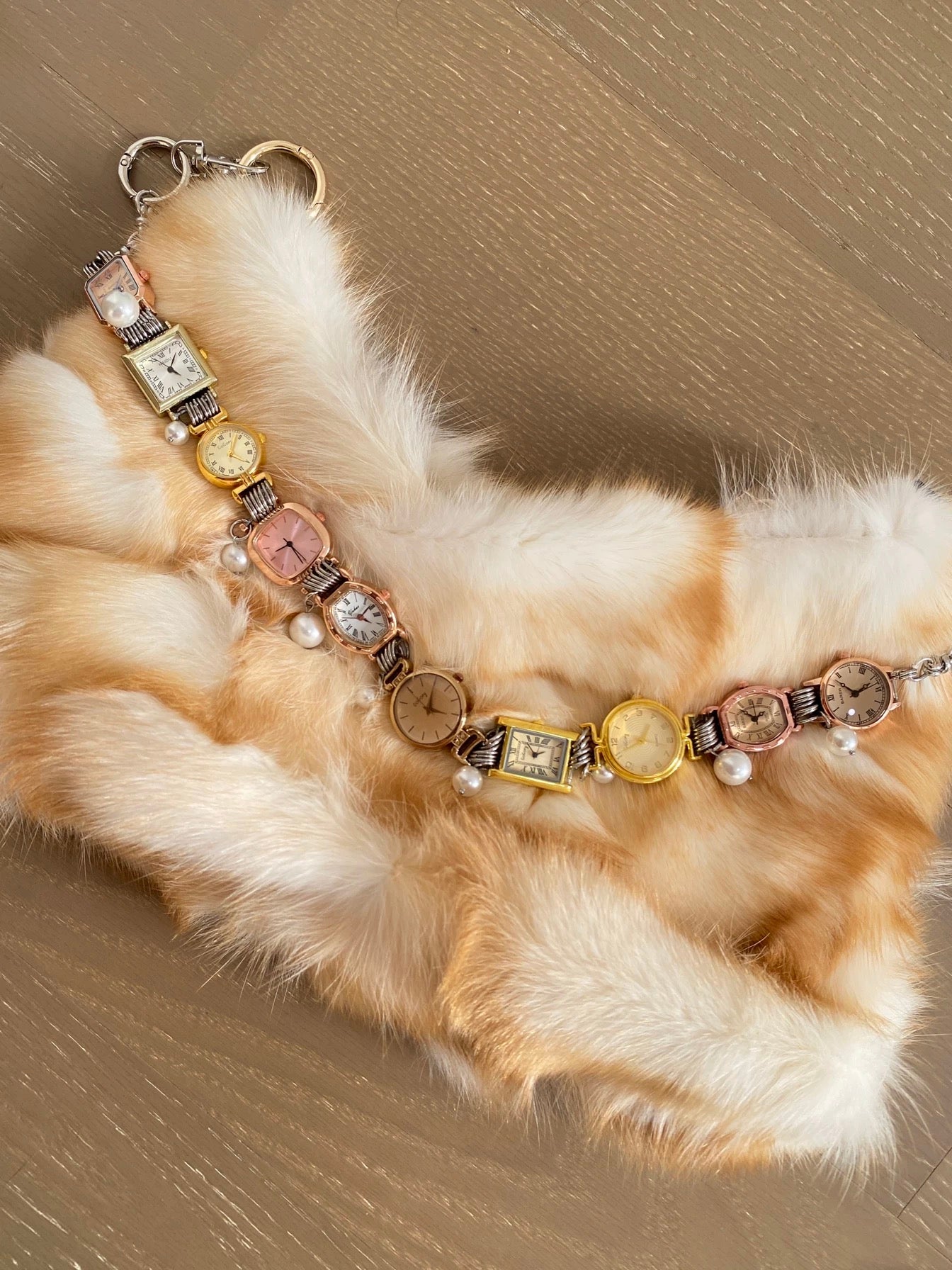 Vintage punk pearl watch bag chain