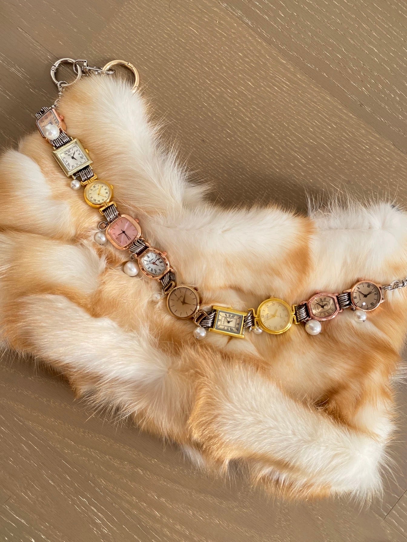 Vintage punk pearl watch bag chain