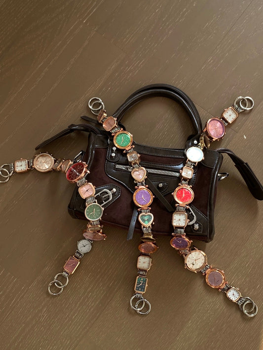 Retro Punk Watch Bag Chain & Watch Belt , Pink Clock Bag Strap