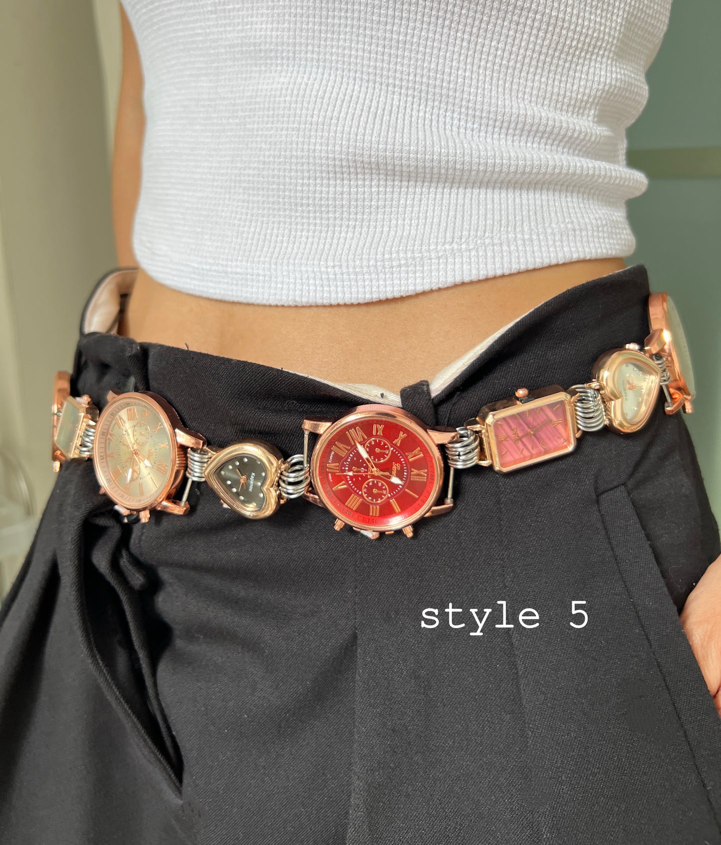 Vintage punk watch belt & watch bag chain, two ways of wearing