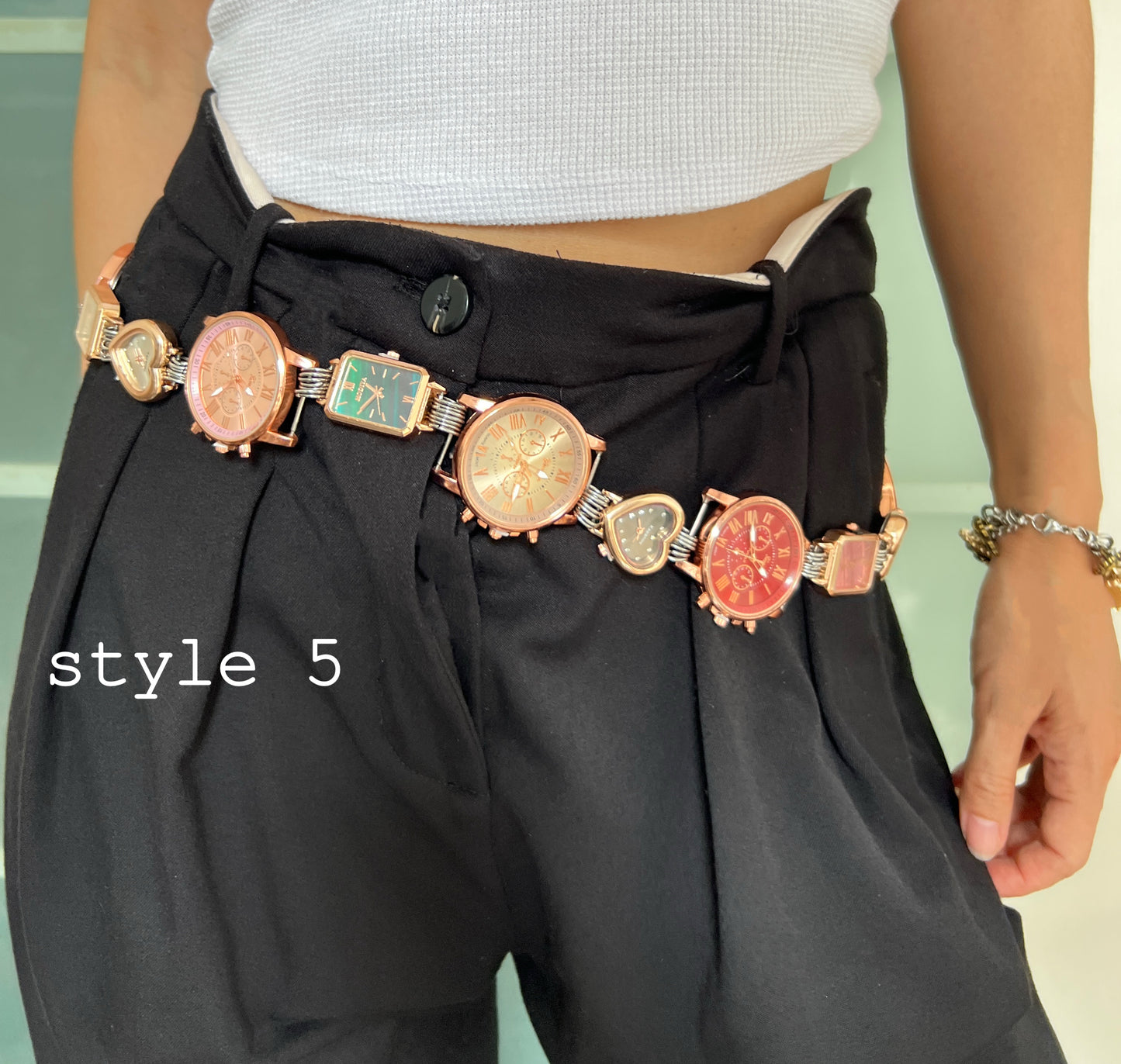 Vintage punk watch belt & watch bag chain, two ways of wearing