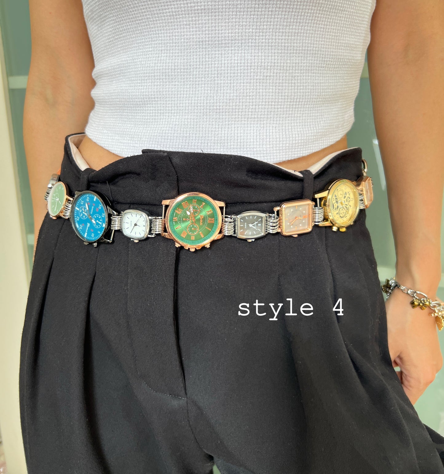 Vintage punk watch belt & watch bag chain, two ways of wearing