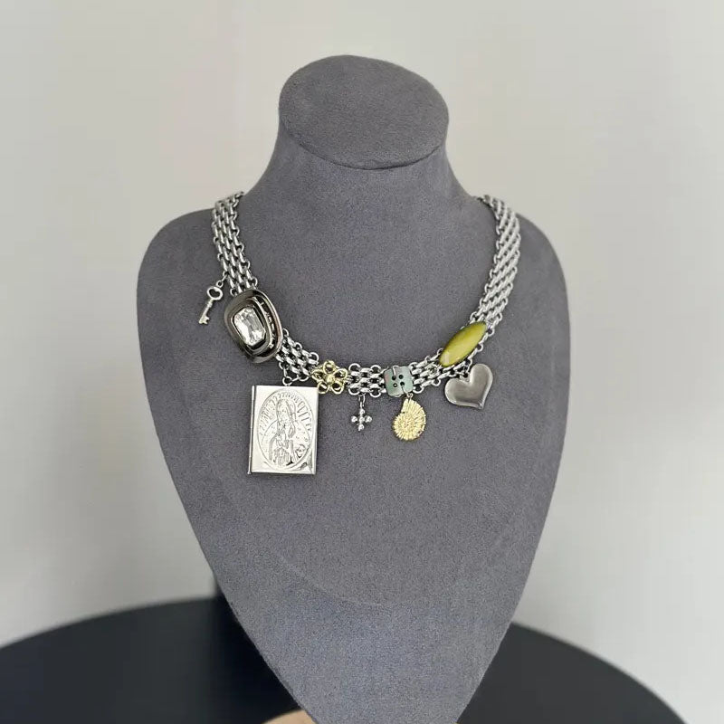 Vintage Titanium Steel Handmade Necklace Choker Alloy Pendant Jewelry Gift for Women