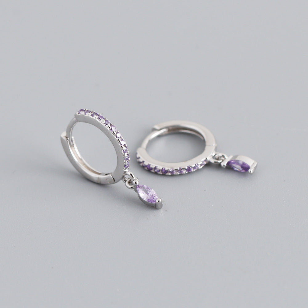 Elegant Multicolor Marquise Gemstone S925 Sterling Silver Hoop Earrings