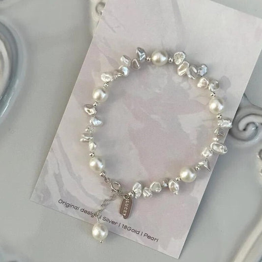 Elegant Baroque Pearl Petal Bracelet – Handcrafted Natural Stone Jewelry